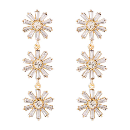 1 Pair Elegant Vintage Style Sweet Flower Inlay Alloy Artificial Diamond Drop Earrings