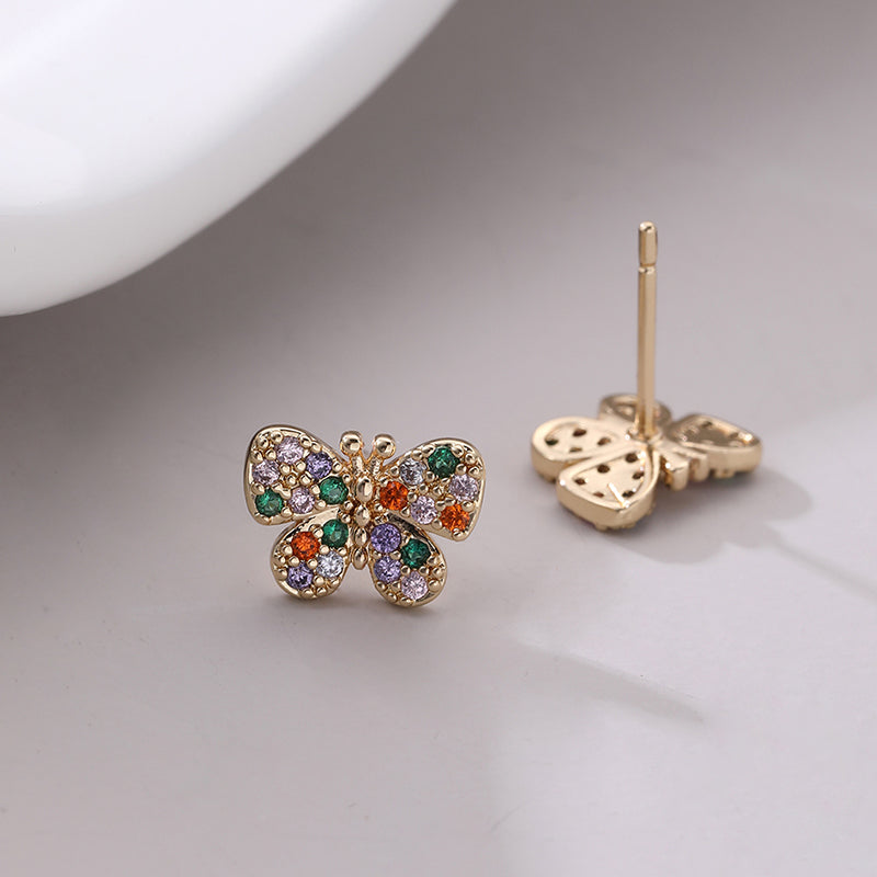 1 Pair Modern Style Shiny Butterfly Inlay Copper Zircon Ear Studs