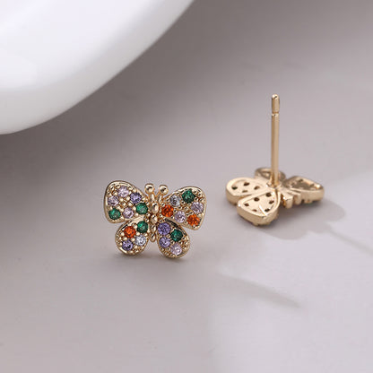 1 Pair Modern Style Shiny Butterfly Inlay Copper Zircon Ear Studs