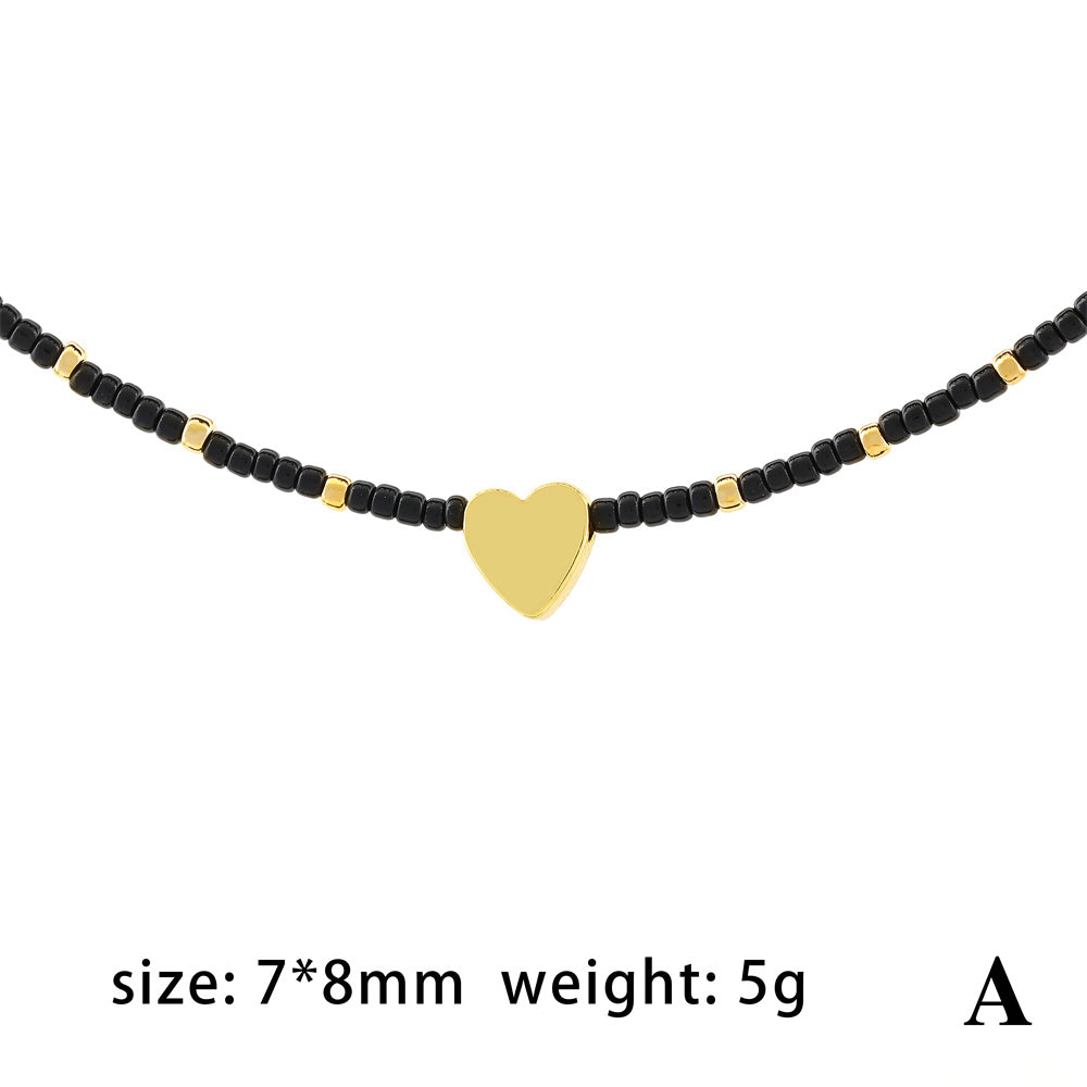 Simple Style Heart Shape Glass Copper Plating 18k Gold Plated Layered Necklaces