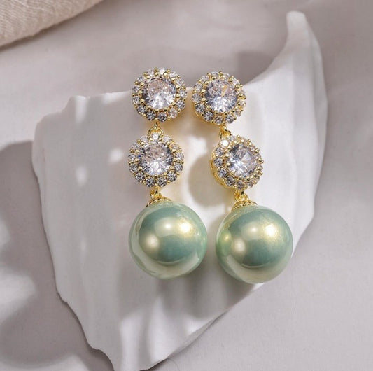 1 Pair Elegant Lady Sweet Geometric Inlay Imitation Pearl Copper Zircon Drop Earrings