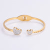 Simple Style Love Tree Heart Shape Stainless Steel Plating Hollow Out Artificial Rhinestones 18k Gold Plated Rose Gold Plated Bangle