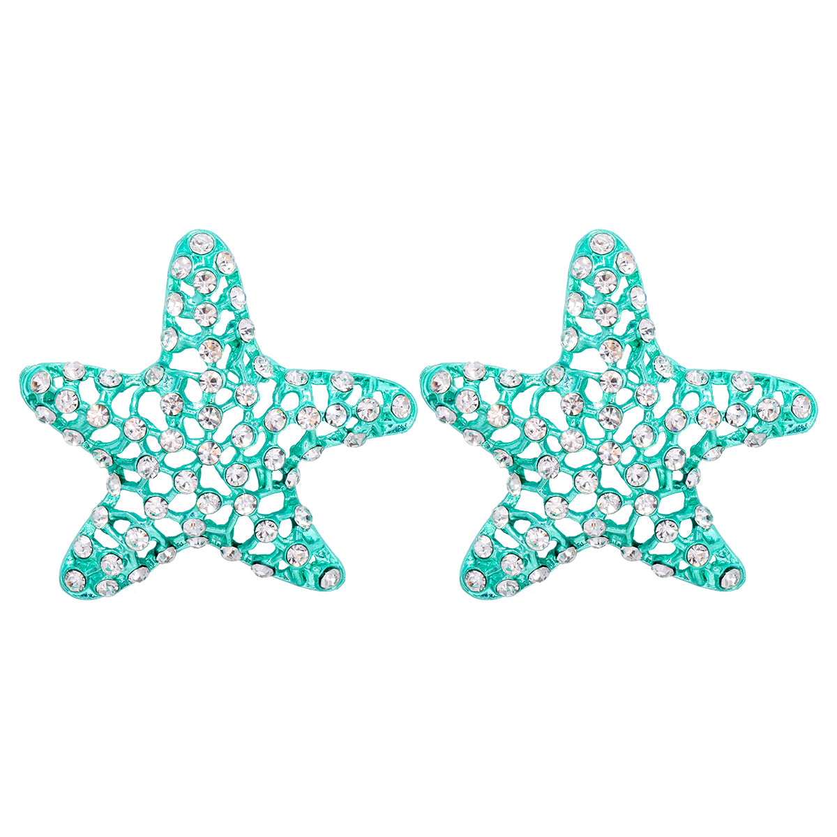 1 Pair Casual Vacation Starfish Inlay Alloy Rhinestones Ear Studs