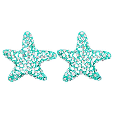 1 Pair Casual Vacation Starfish Inlay Alloy Rhinestones Ear Studs