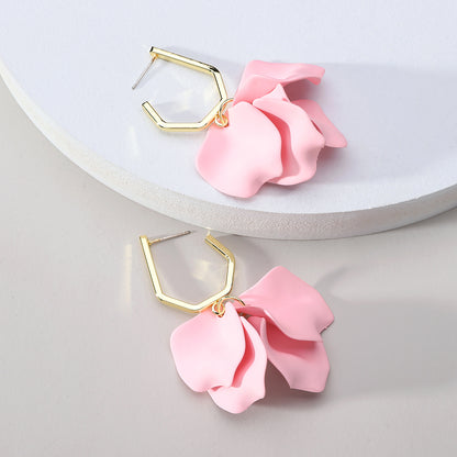 1 Pair Elegant Vacation Petal Arylic Zinc Alloy Drop Earrings