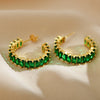 1 Pair Shiny C Shape Inlay Copper Zircon Ear Studs