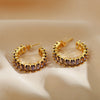 1 Pair Shiny C Shape Inlay Copper Zircon Ear Studs