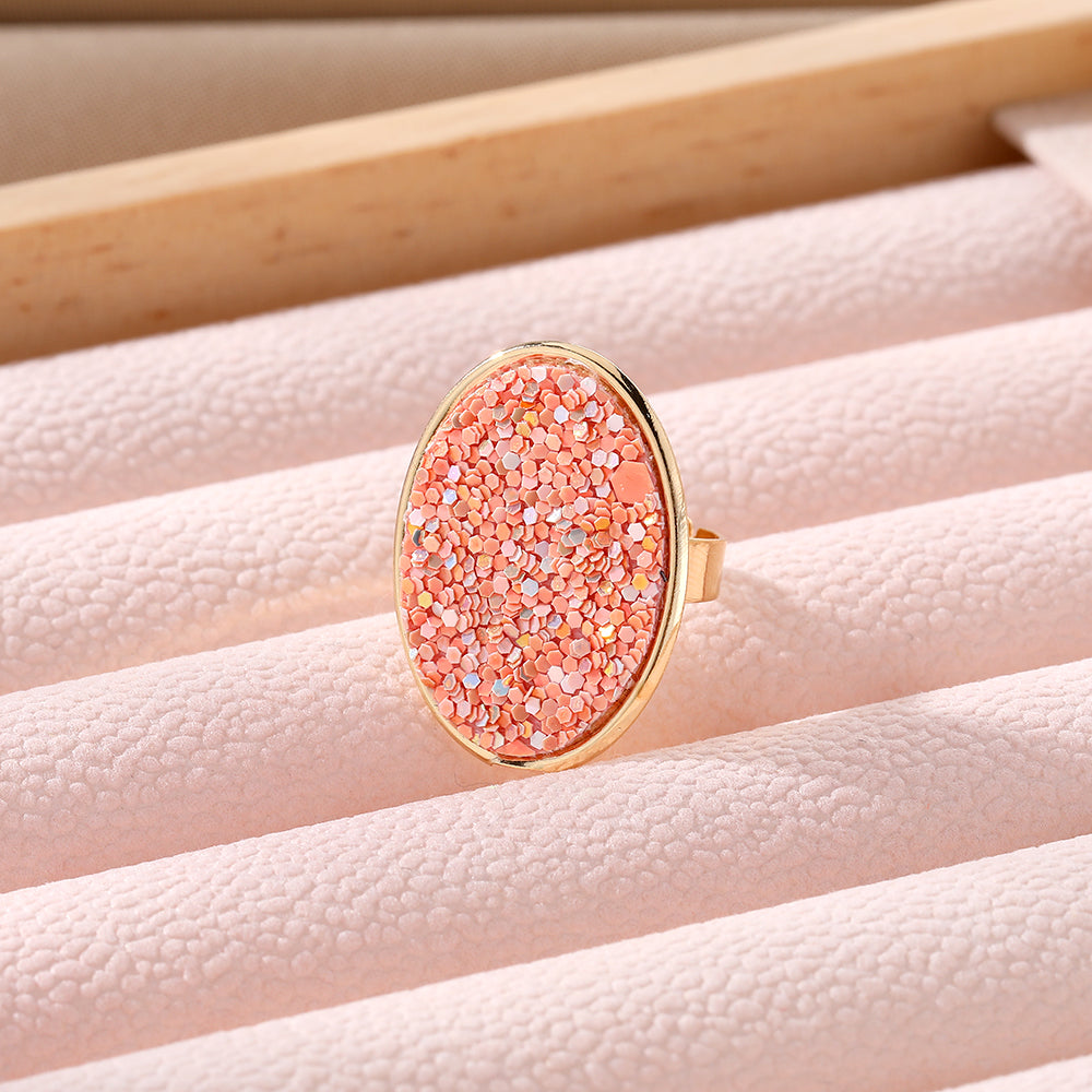 Wholesale Jewelry Simple Style Oval Alloy Sequins Open Ring