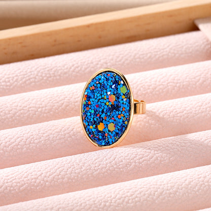 Wholesale Jewelry Simple Style Oval Alloy Sequins Open Ring