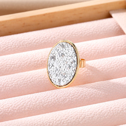 Wholesale Jewelry Simple Style Oval Alloy Sequins Open Ring