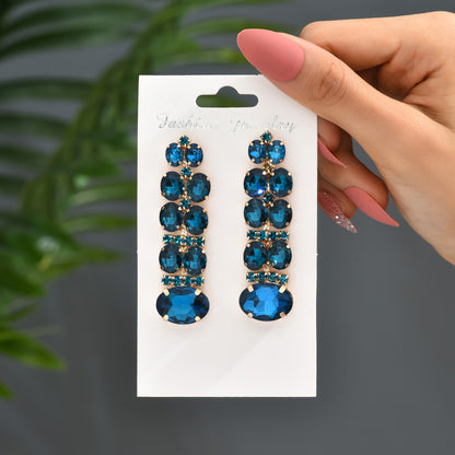 1 Pair Retro Exaggerated Luxurious Geometric Inlay Copper Alloy Artificial Gemstones Drop Earrings