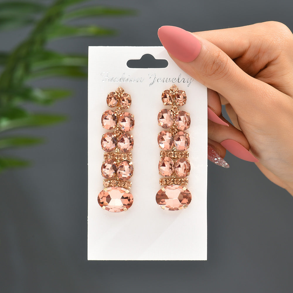 1 Pair Retro Exaggerated Luxurious Geometric Inlay Copper Alloy Artificial Gemstones Drop Earrings