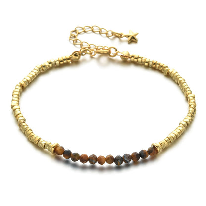 Ethnic Style Color Block Natural Stone Beaded Plating Bracelets