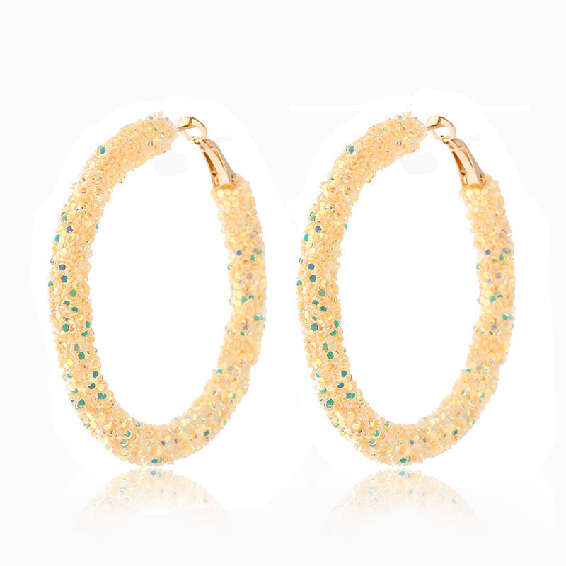 1 Pair Streetwear Sequins Plating Metal Hoop Earrings