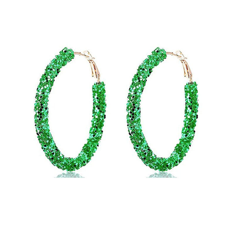 1 Pair Streetwear Sequins Plating Metal Hoop Earrings