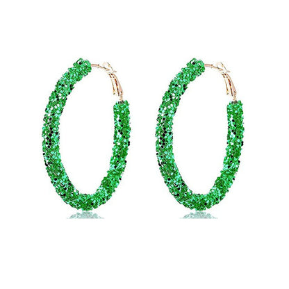 1 Pair Streetwear Sequins Plating Metal Hoop Earrings