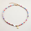 Vacation Letter Heart Shape Stainless Steel Natural Stone Handmade Necklace