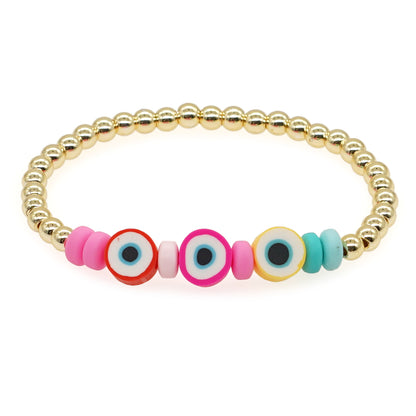 Simple Style Geometric Moon Copper Beaded Plating Bracelets