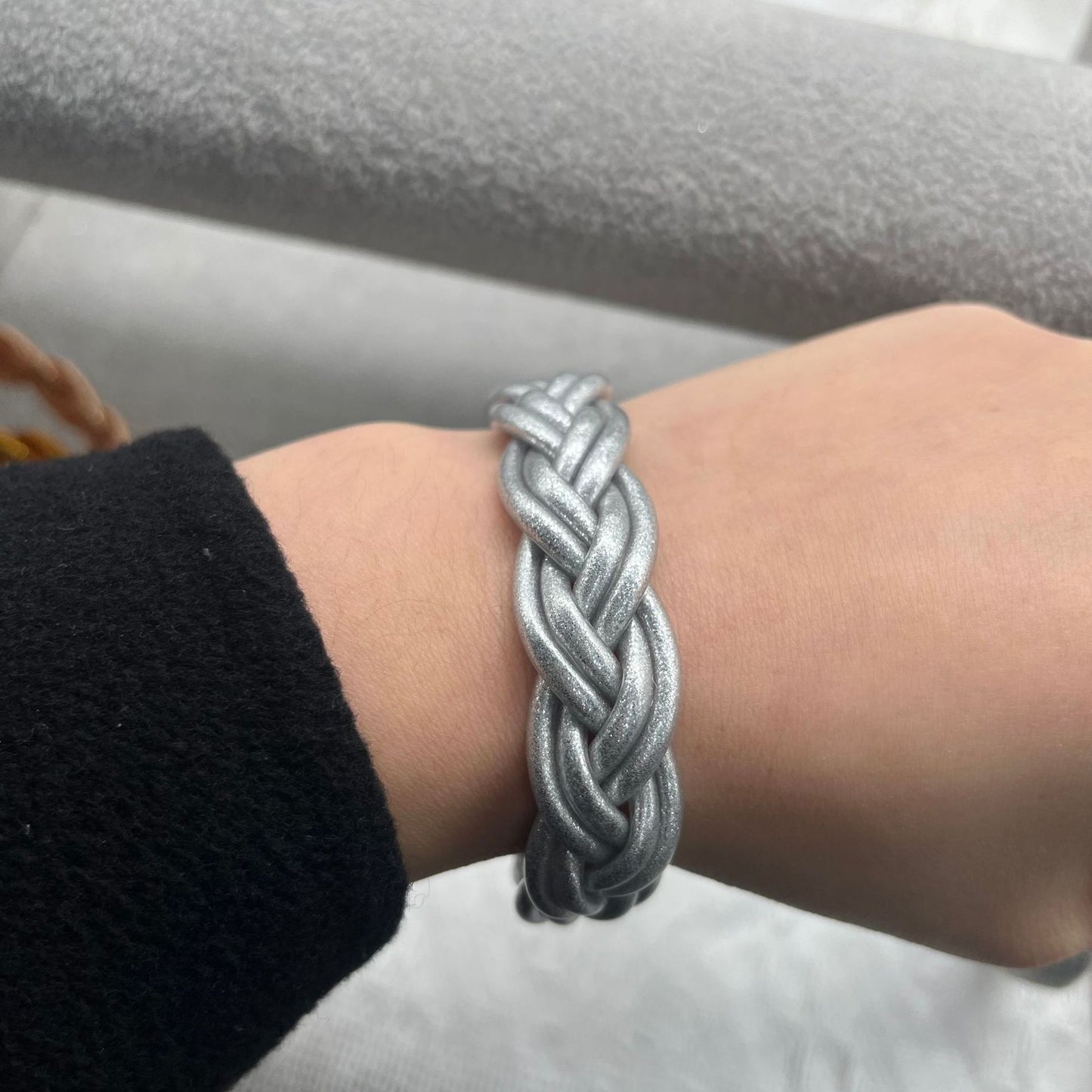 Simple Style Solid Color Silica Gel Braid Unisex Wristband