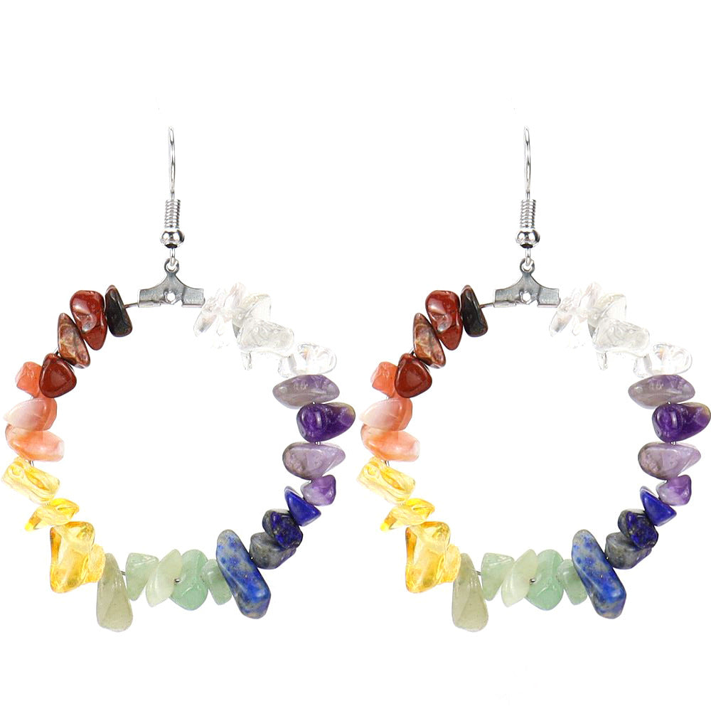 1 Pair Ig Style Irregular Circle Beaded Plating Alloy Natural Stone Drop Earrings