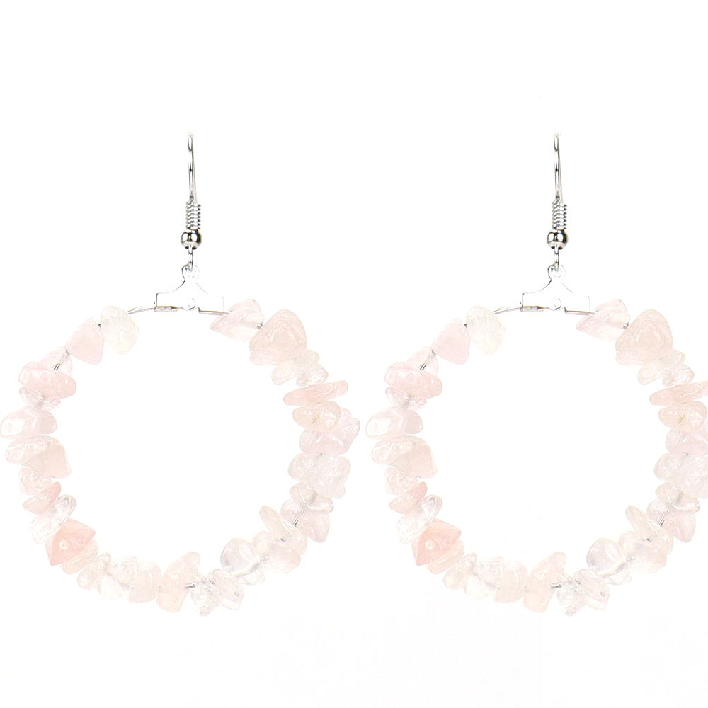 1 Pair Ig Style Irregular Circle Beaded Plating Alloy Natural Stone Drop Earrings