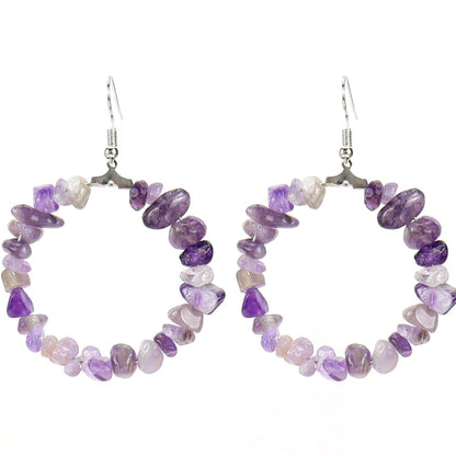 1 Pair Ig Style Irregular Circle Beaded Plating Alloy Natural Stone Drop Earrings