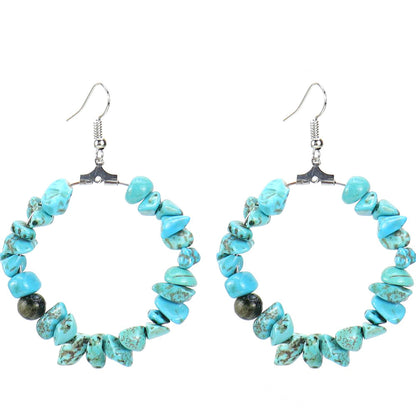 1 Pair Ig Style Irregular Circle Beaded Plating Alloy Natural Stone Drop Earrings