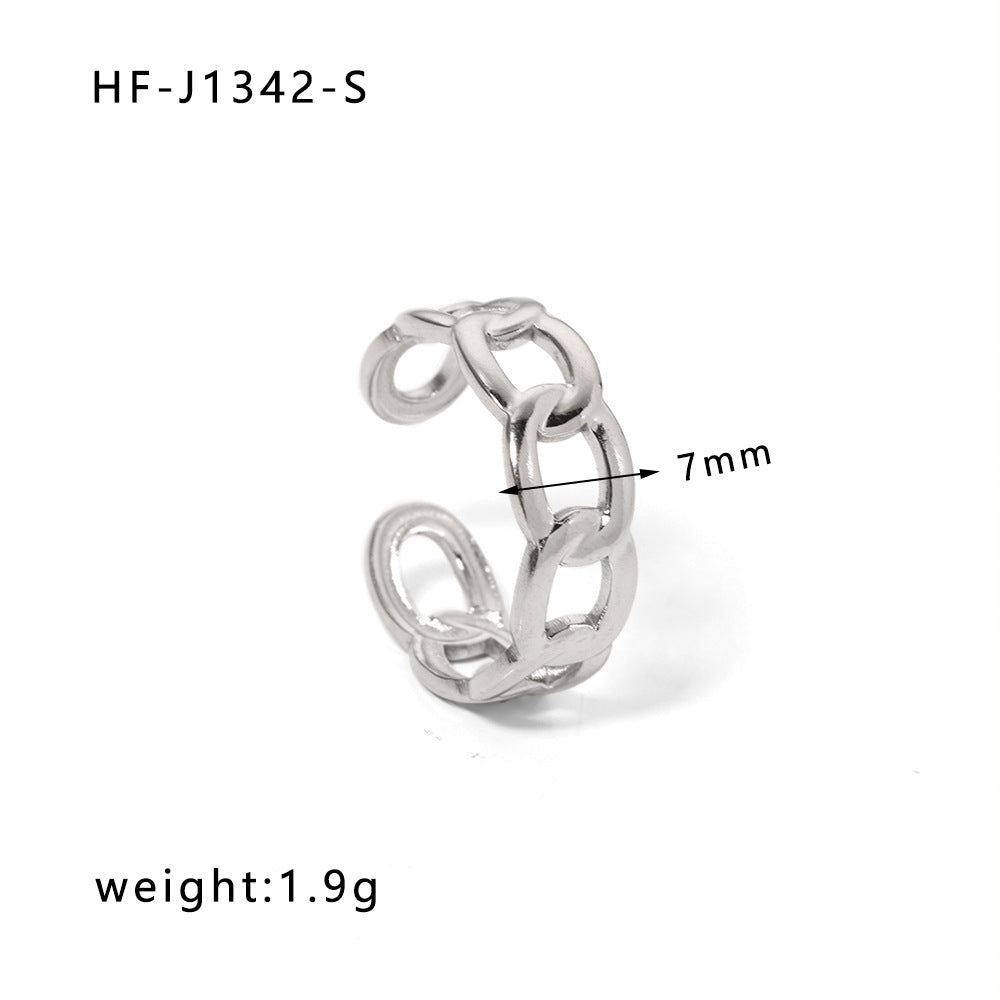 Ig Style Simple Style Heart Shape Solid Color Snake Stainless Steel Plating Hollow Out Open Ring