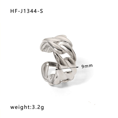 Ig Style Simple Style Heart Shape Solid Color Snake Stainless Steel Plating Hollow Out Open Ring