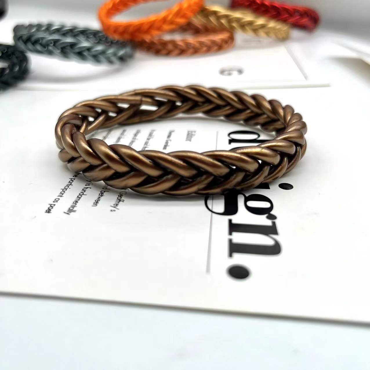 Classic Style Solid Color Silica Gel Braid Unisex Wristband