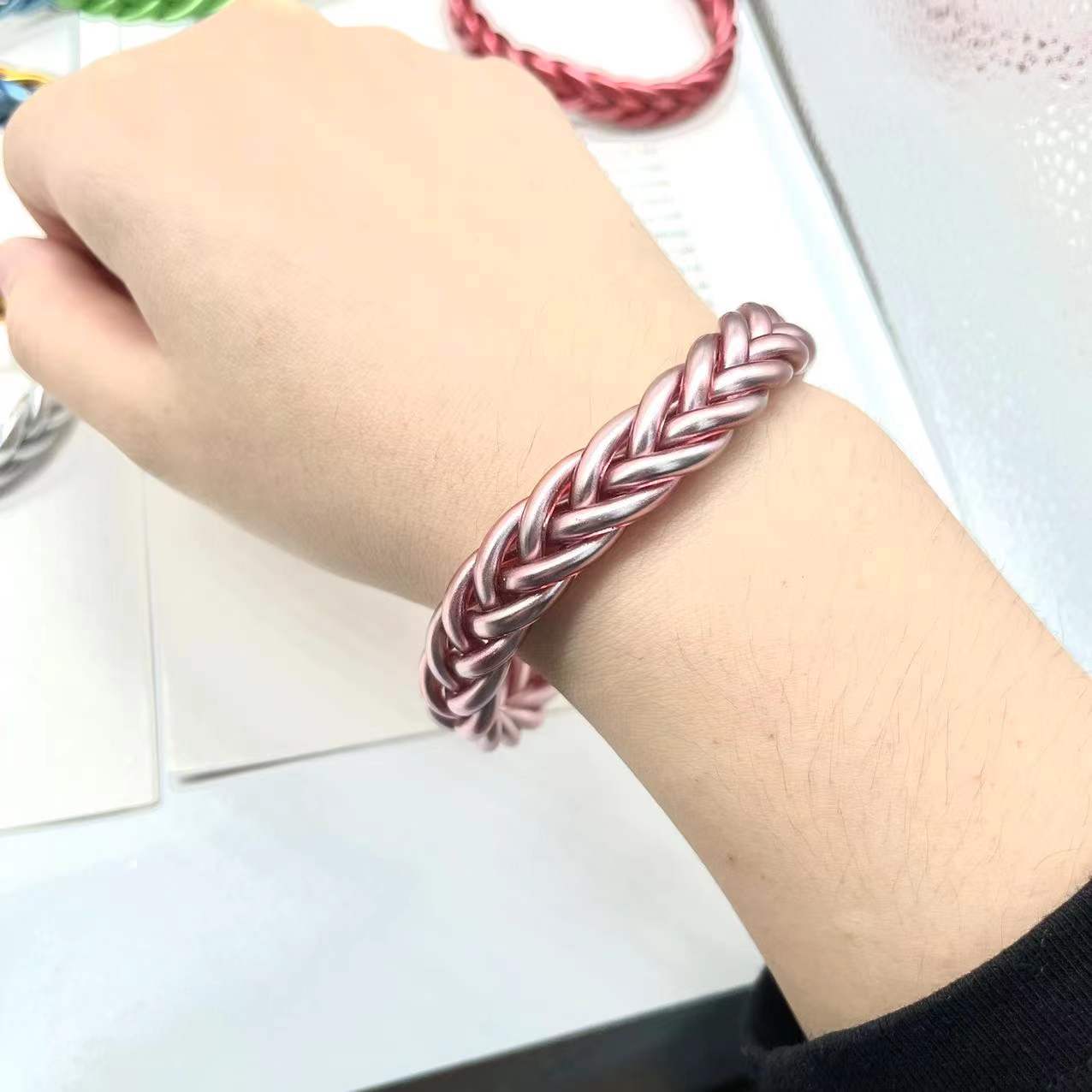 Classic Style Solid Color Silica Gel Braid Unisex Wristband