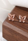 1 Pair Sweet Butterfly Inlay Sterling Silver Zircon Ear Studs