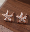 1 Pair Simple Style Starfish Inlay Sterling Silver Zircon Ear Studs