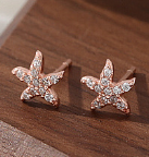 1 Pair Simple Style Starfish Inlay Sterling Silver Zircon Ear Studs