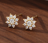 1 Pair Sweet Simple Style Flower Plating Inlay Sterling Silver Zircon Ear Studs