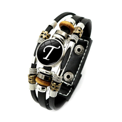 Simple Style Letter Pu Leather Alloy Glass Unisex Bracelets