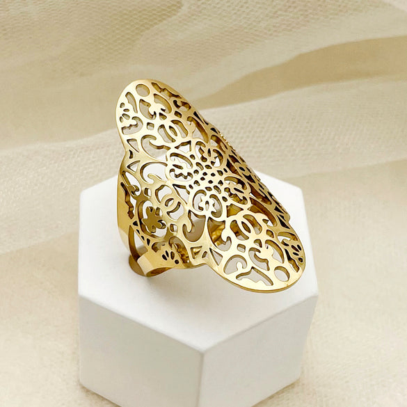 Commute Solid Color Stainless Steel Gold Plated Open Ring In Bulk