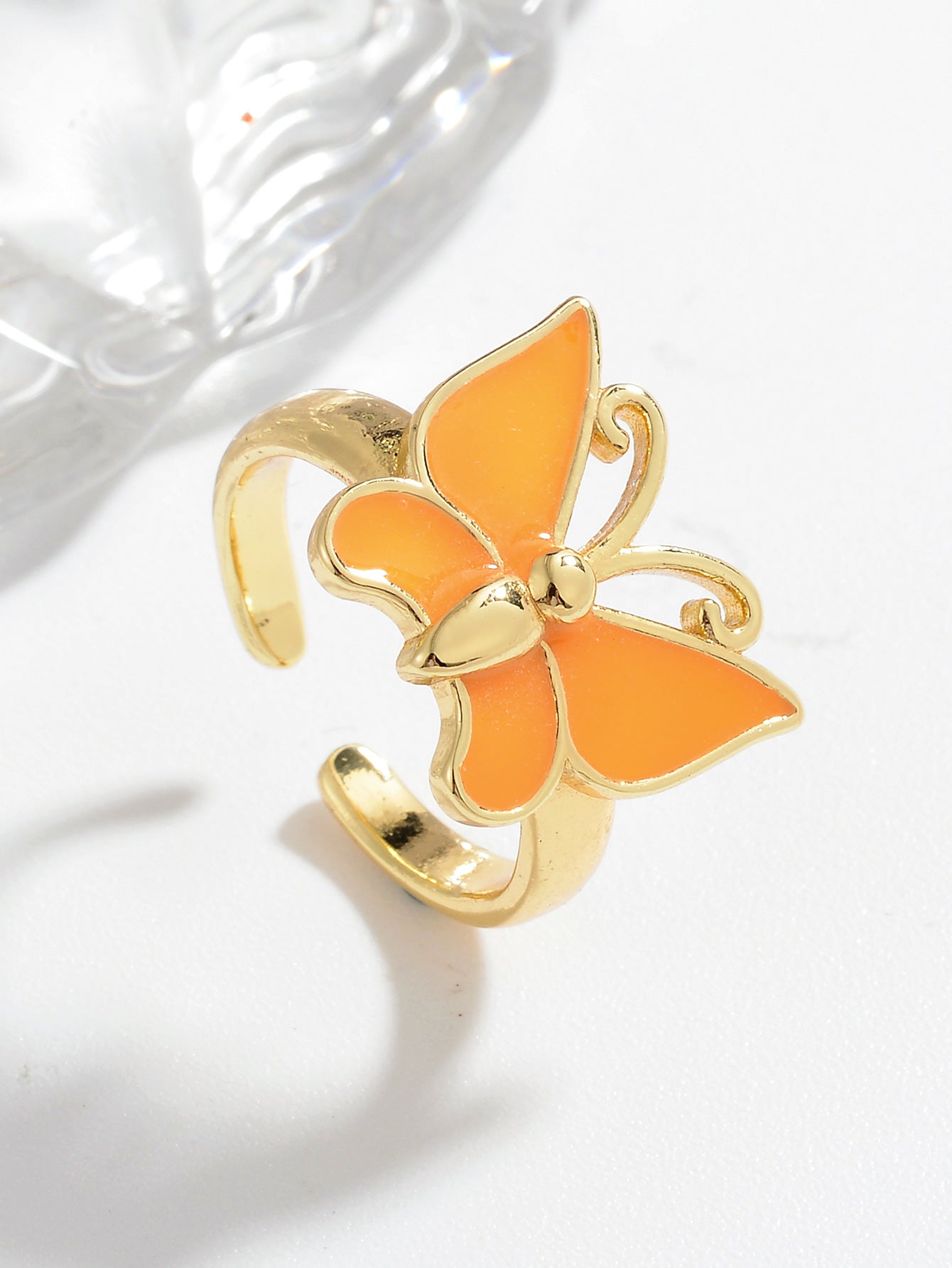 Ig Style Casual Simple Style Butterfly Copper Enamel Plating Open Rings