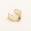 Baroque Style Modern Style Round Stainless Steel Plating Hollow Out Inlay Natural Stone Gold Plated Open Ring