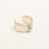 Baroque Style Modern Style Round Stainless Steel Plating Hollow Out Inlay Natural Stone Gold Plated Open Ring