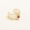 Baroque Style Modern Style Round Stainless Steel Plating Hollow Out Inlay Natural Stone Gold Plated Open Ring