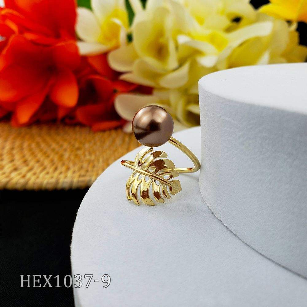 Retro Vacation Leaves Shell Copper Plating 14k Gold Plated Open Ring