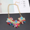 Ig Style Exaggerated Flower Alloy Crystal Pearl Three-dimensional Women's Necklace