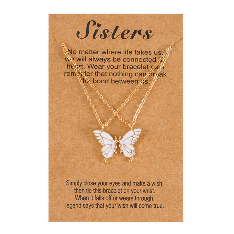 Sweet Butterfly Alloy Enamel Women's Pendant Necklace