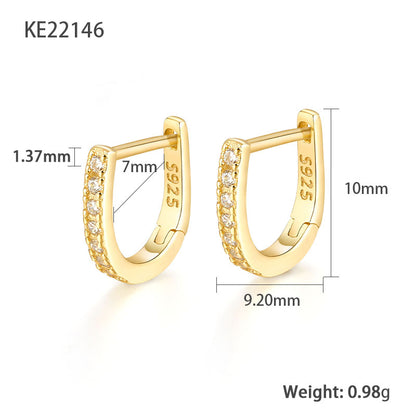 1 Pair Simple Style Commute Geometric Plating Inlay Sterling Silver Zircon 18k Gold Plated White Gold Plated Earrings