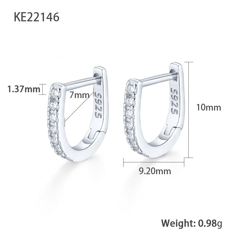 1 Pair Simple Style Commute Geometric Plating Inlay Sterling Silver Zircon 18k Gold Plated White Gold Plated Earrings