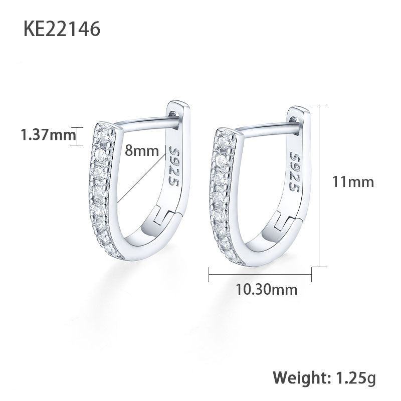 1 Pair Simple Style Commute Geometric Plating Inlay Sterling Silver Zircon 18k Gold Plated White Gold Plated Earrings