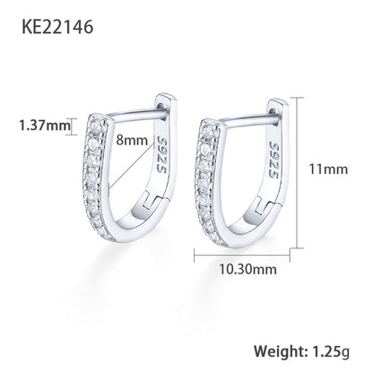 1 Pair Simple Style Commute Geometric Plating Inlay Sterling Silver Zircon 18k Gold Plated White Gold Plated Earrings