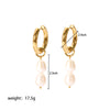 1 Pair Lady Geometric Plating Stainless Steel Freshwater Pearl Gold Plated Earrings