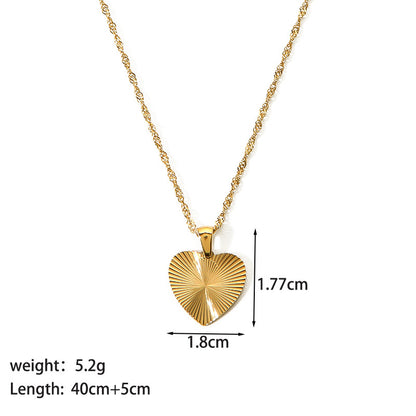 Modern Style Moon Heart Shape Stainless Steel Titanium Steel Plating Inlay Artificial Gemstones Gold Plated Pendant Necklace